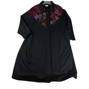 Sue Brett Collection USA Wool Overcoat Women 4X* Black/Red Velvet Floral Yoke